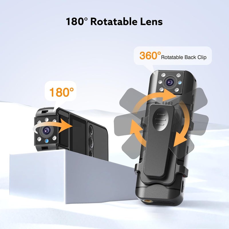 Losfom Z11 4K Body Camera with Audio and Video Recording, 128GB Small Body Cam with 180° Rotating Lens, 6HR Battery & Night Vision, Wearable Camera for Pet, Home, Office, Security Police Law Enforcement - Image 3